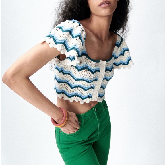 Zara Tops Zara Crochet Knit Crop Top Poshmark